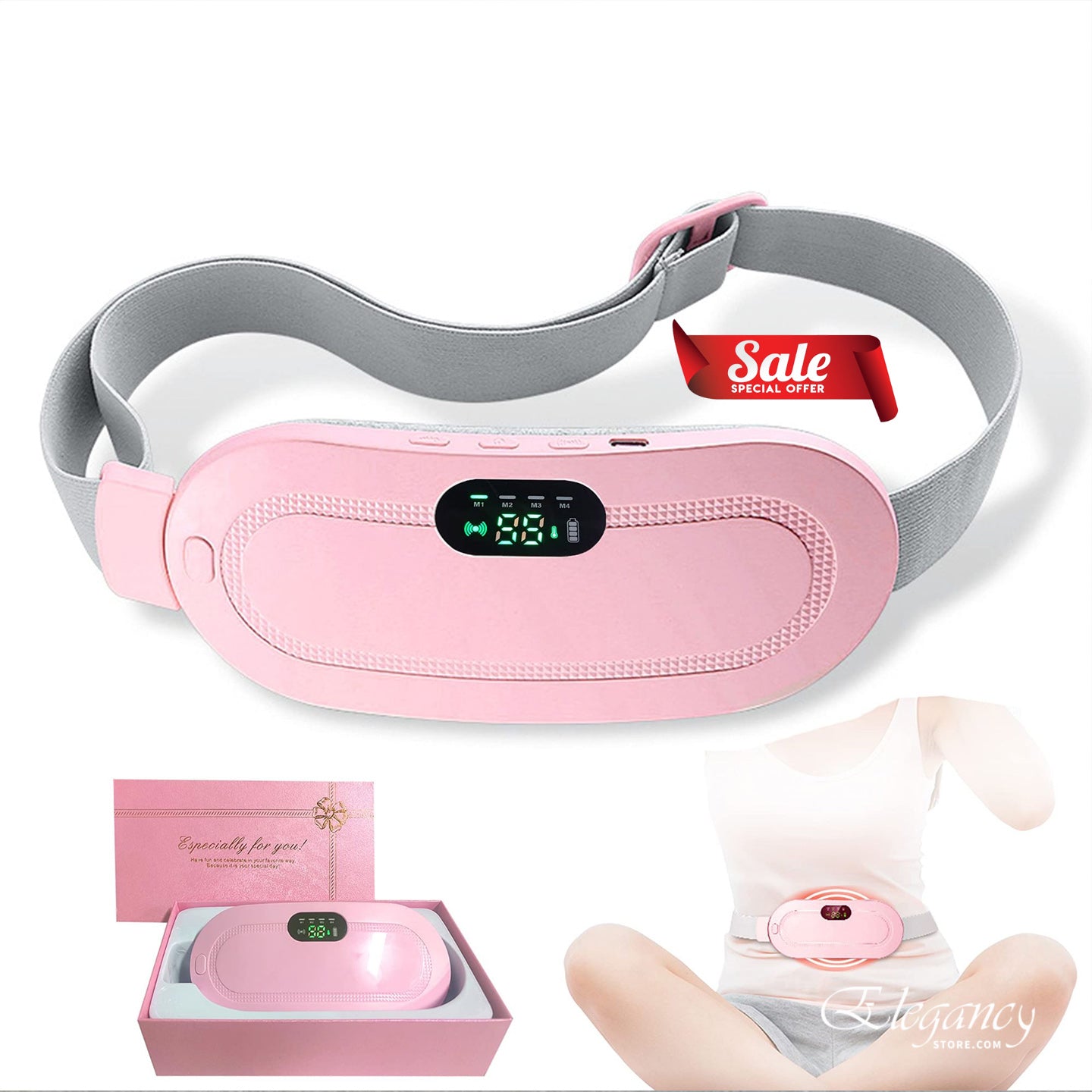 2 in 1 Period Cramp Relief Belt Heating + Massager