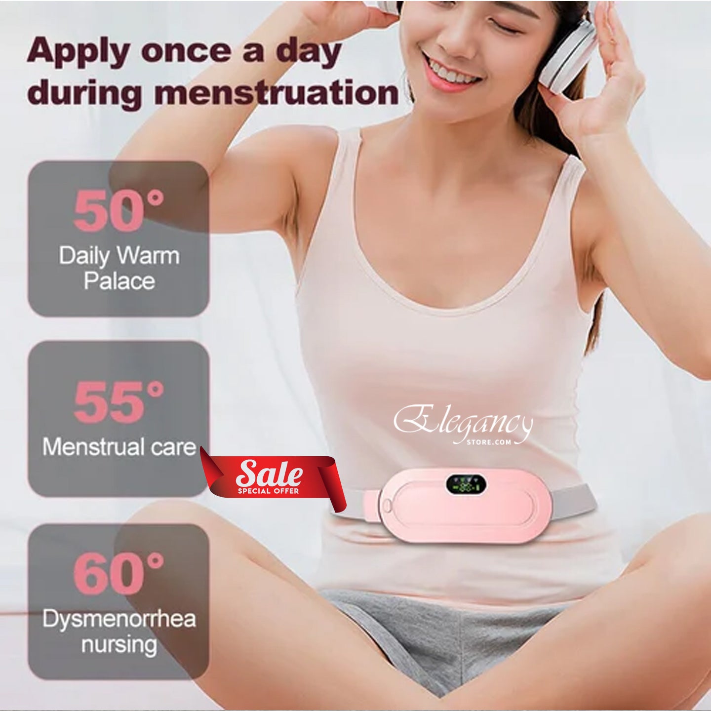 2 in 1 Period Cramp Relief Belt Heating + Massager