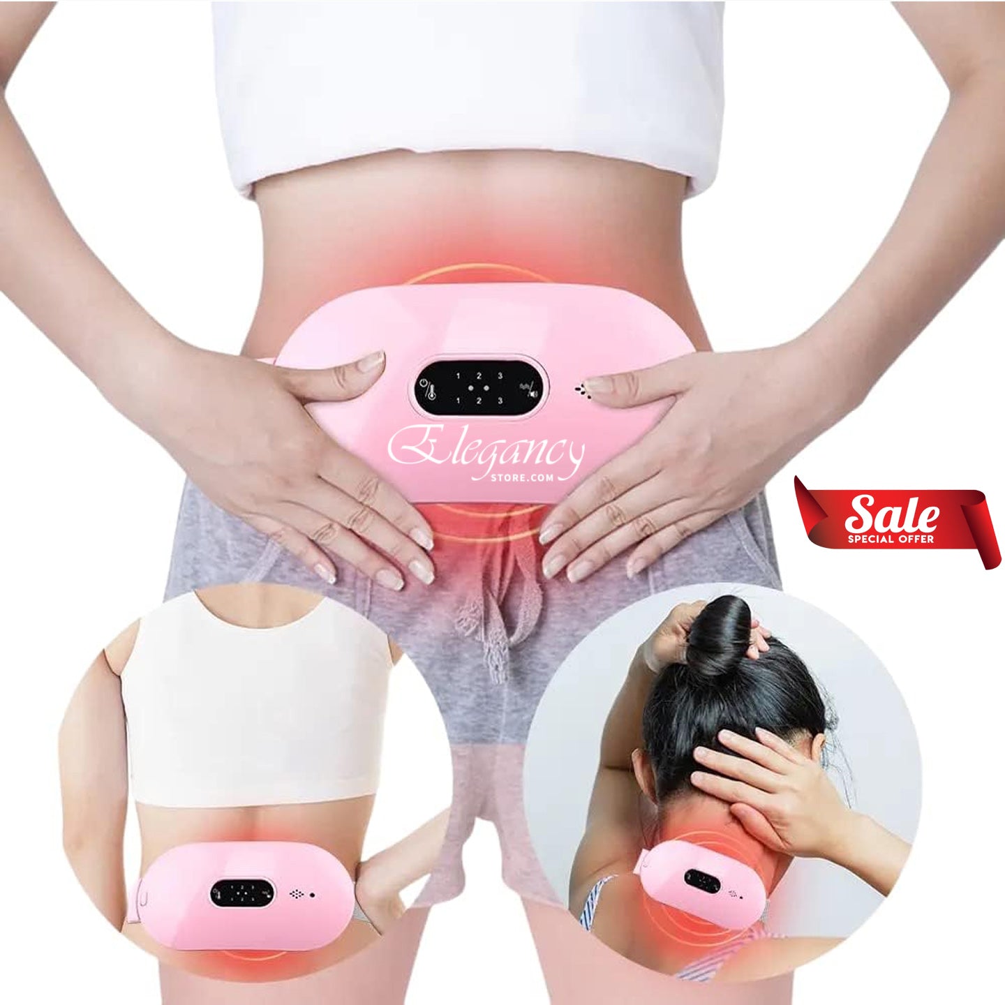 2 in 1 Period Cramp Relief Belt Heating + Massager